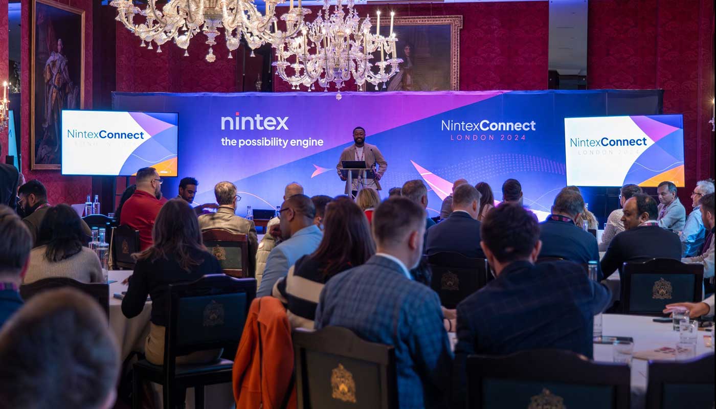 Nintex Connect London 2024 — full room, branded stage